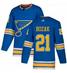 Youth Adidas St Louis Blues 21 Tyler Bozak Authentic Navy Blue Alternate NHL Jersey 