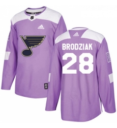 Youth Adidas St Louis Blues 28 Kyle Brodziak Authentic Purple Fights Cancer Practice NHL Jersey 