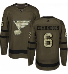 Youth Adidas St Louis Blues 6 Joel Edmundson Authentic Green Salute to Service NHL Jersey 