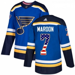 Youth Adidas St Louis Blues 7 Patrick Maroon Authentic Blue USA Flag Fashion NHL Jersey 