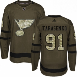 Youth Adidas St Louis Blues 91 Vladimir Tarasenko Premier Green Salute to Service NHL Jersey 