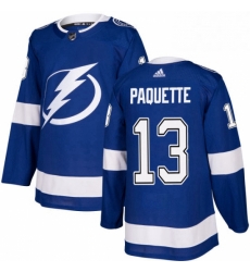 Mens Adidas Tampa Bay Lightning 13 Cedric Paquette Authentic Royal Blue Home NHL Jersey 