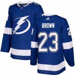 Mens Adidas Tampa Bay Lightning 23 JT Brown Authentic Royal Blue Home NHL Jersey 