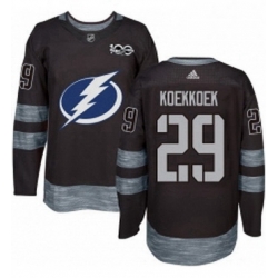 Mens Adidas Tampa Bay Lightning 29 Slater Koekkoek Authentic Black 1917 2017 100th Anniversary NHL Jersey 