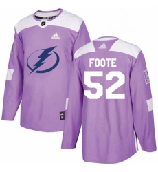 Mens Adidas Tampa Bay Lightning 52 Callan Foote Authentic Purple Fights Cancer Practice NHL Jersey 