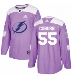 Mens Adidas Tampa Bay Lightning 55 Braydon Coburn Authentic Purple Fights Cancer Practice NHL Jersey 