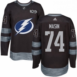 Mens Adidas Tampa Bay Lightning 74 Dominik Masin Authentic Black 1917 2017 100th Anniversary NHL Jersey 