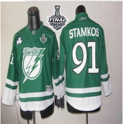 Tampa Bay Lightning #91 Steven Stamkos Green St Patty's Day 2015 Stanley Cup Stitched Youth NHL Jersey