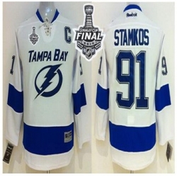 Tampa Bay Lightning #91 Steven Stamkos White 2015 Stanley Cup Stitched Youth NHL Jersey