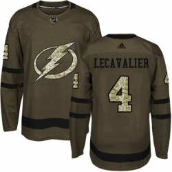 Youth Adidas Tampa Bay Lightning 4 Vincent Lecavalier Authentic Green Salute to Service NHL Jersey 