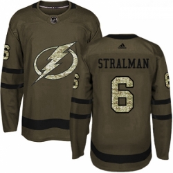 Youth Adidas Tampa Bay Lightning 6 Anton Stralman Authentic Green Salute to Service NHL Jersey 