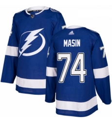 Youth Adidas Tampa Bay Lightning 74 Dominik Masin Authentic Royal Blue Home NHL Jersey 