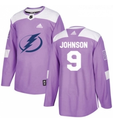 Youth Adidas Tampa Bay Lightning 9 Tyler Johnson Authentic Purple Fights Cancer Practice NHL Jersey 