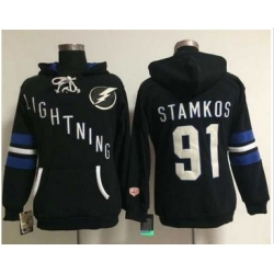 Women Tampa Bay Lightning #91 Steven Stamkos Black Old Time Heidi NHL Hoodie