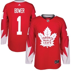 Maple Leafs #1 Johnny Bower Red Alternate Stitched NHL Jersey