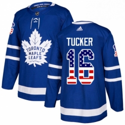 Mens Adidas Toronto Maple Leafs 16 Darcy Tucker Authentic Royal Blue USA Flag Fashion NHL Jersey 