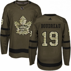 Mens Adidas Toronto Maple Leafs 19 Bruce Boudreau Authentic Green Salute to Service NHL Jersey 