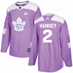 Mens Adidas Toronto Maple Leafs 2 Ron Hainsey Authentic Purple Fights Cancer Practice NHL Jersey 