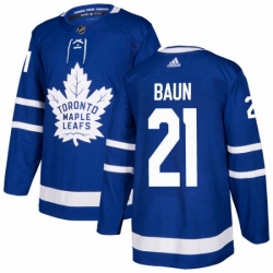 Mens Adidas Toronto Maple Leafs 21 Bobby Baun Authentic Royal Blue Home NHL Jersey 