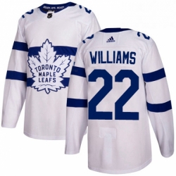 Mens Adidas Toronto Maple Leafs 22 Tiger Williams Authentic White 2018 Stadium Series NHL Jersey 