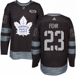 Mens Adidas Toronto Maple Leafs 23 Eric Fehr Authentic Black 1917 2017 100th Anniversary NHL Jersey 