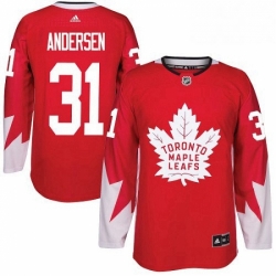 Mens Adidas Toronto Maple Leafs 31 Frederik Andersen Premier Red Alternate NHL Jersey 