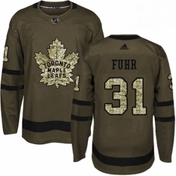 Mens Adidas Toronto Maple Leafs 31 Grant Fuhr Authentic Green Salute to Service NHL Jersey 