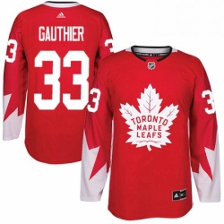 Mens Adidas Toronto Maple Leafs 33 Frederik Gauthier Premier Red Alternate NHL Jersey 