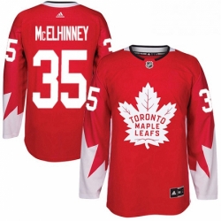 Mens Adidas Toronto Maple Leafs 35 Curtis McElhinney Authentic Red Alternate NHL Jersey 