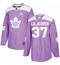 Mens Adidas Toronto Maple Leafs 37 Timothy Liljegren Authentic Purple Fights Cancer Practice NHL Jersey 