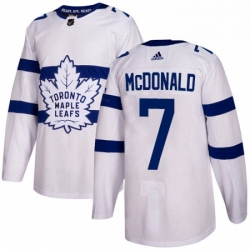 Mens Adidas Toronto Maple Leafs 7 Lanny McDonald Authentic White 2018 Stadium Series NHL Jersey 