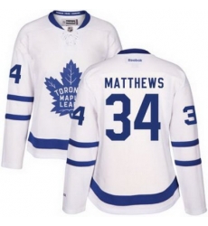 Maple Leafs #34 Auston Matthews White Road Womens Stitched NHL Jersey