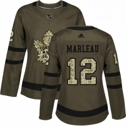 Womens Adidas Toronto Maple Leafs 12 Patrick Marleau Authentic Green Salute to Service NHL Jersey 