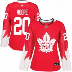 Womens Adidas Toronto Maple Leafs 20 Dominic Moore Authentic Red Alternate NHL Jersey 