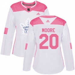 Womens Adidas Toronto Maple Leafs 20 Dominic Moore Authentic WhitePink Fashion NHL Jersey 