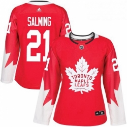 Womens Adidas Toronto Maple Leafs 21 Borje Salming Authentic Red Alternate NHL Jersey 