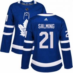 Womens Adidas Toronto Maple Leafs 21 Borje Salming Authentic Royal Blue Home NHL Jersey 