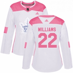 Womens Adidas Toronto Maple Leafs 22 Tiger Williams Authentic WhitePink Fashion NHL Jersey 