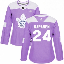 Womens Adidas Toronto Maple Leafs 24 Kasperi Kapanen Authentic Purple Fights Cancer Practice NHL Jersey 