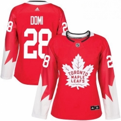 Womens Adidas Toronto Maple Leafs 28 Tie Domi Authentic Red Alternate NHL Jersey 