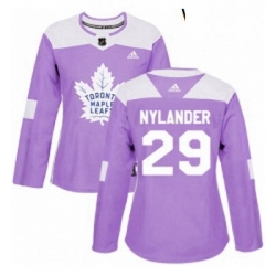 Womens Adidas Toronto Maple Leafs 29 William Nylander Authentic Purple Fights Cancer Practice NHL Jersey 