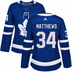 Womens Adidas Toronto Maple Leafs 34 Auston Matthews Authentic Royal Blue Home NHL Jersey 