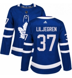 Womens Adidas Toronto Maple Leafs 37 Timothy Liljegren Authentic Royal Blue Home NHL Jersey 