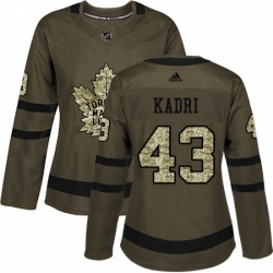 Womens Adidas Toronto Maple Leafs 43 Nazem Kadri Authentic Green Salute to Service NHL Jersey 