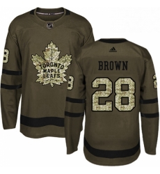 Youth Adidas Toronto Maple Leafs 28 Connor Brown Authentic Green Salute to Service NHL Jersey 