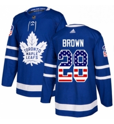 Youth Adidas Toronto Maple Leafs 28 Connor Brown Authentic Royal Blue USA Flag Fashion NHL Jersey 