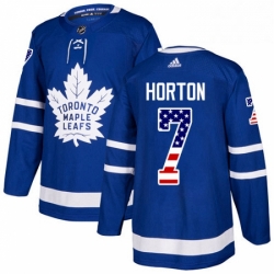 Youth Adidas Toronto Maple Leafs 7 Tim Horton Authentic Royal Blue USA Flag Fashion NHL Jersey 