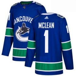 Mens Adidas Vancouver Canucks 1 Kirk Mclean Authentic Blue Home NHL Jersey 