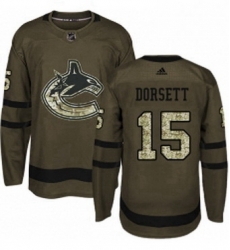 Mens Adidas Vancouver Canucks 15 Derek Dorsett Premier Green Salute to Service NHL Jersey 