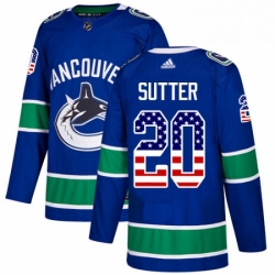 Mens Adidas Vancouver Canucks 20 Brandon Sutter Authentic Blue USA Flag Fashion NHL Jersey 